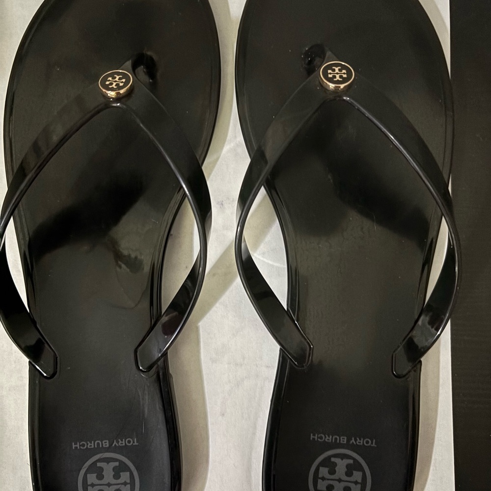 Tory Burch Black Jelly Flip Flops
